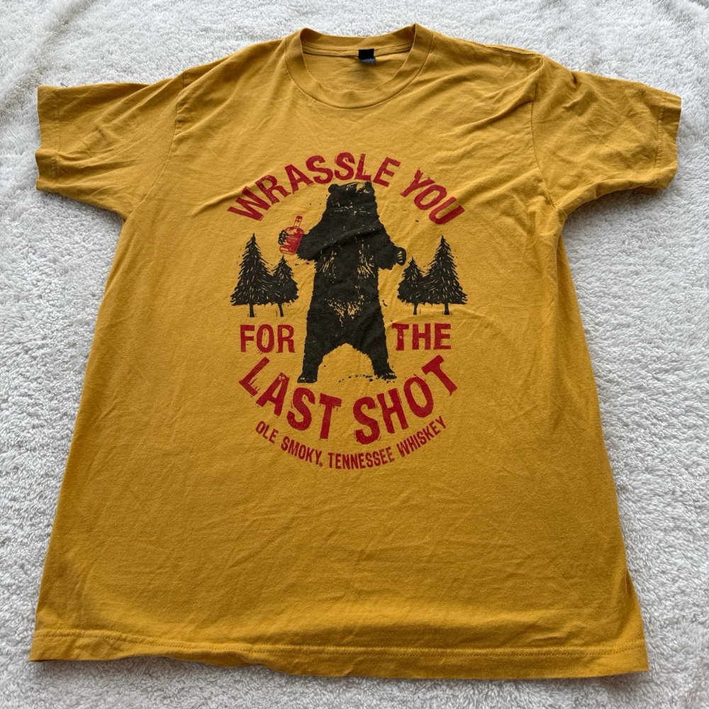 Mustard Graphic Short-Sleeve Tee with Bear Print